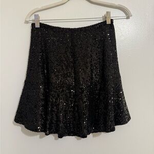 Free People Black Sequin Mini Skirt